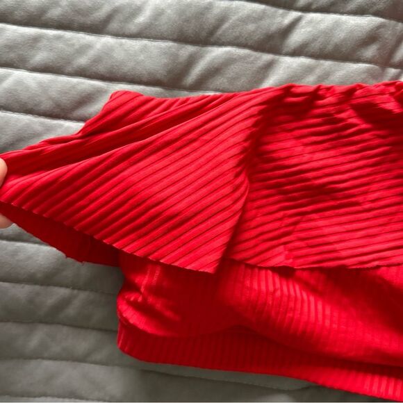 Albion Fit Icon Wave Ribbed Ruffle One Shoulder Bikini Swim Top Poppy Red Small - Picture 3 of 8